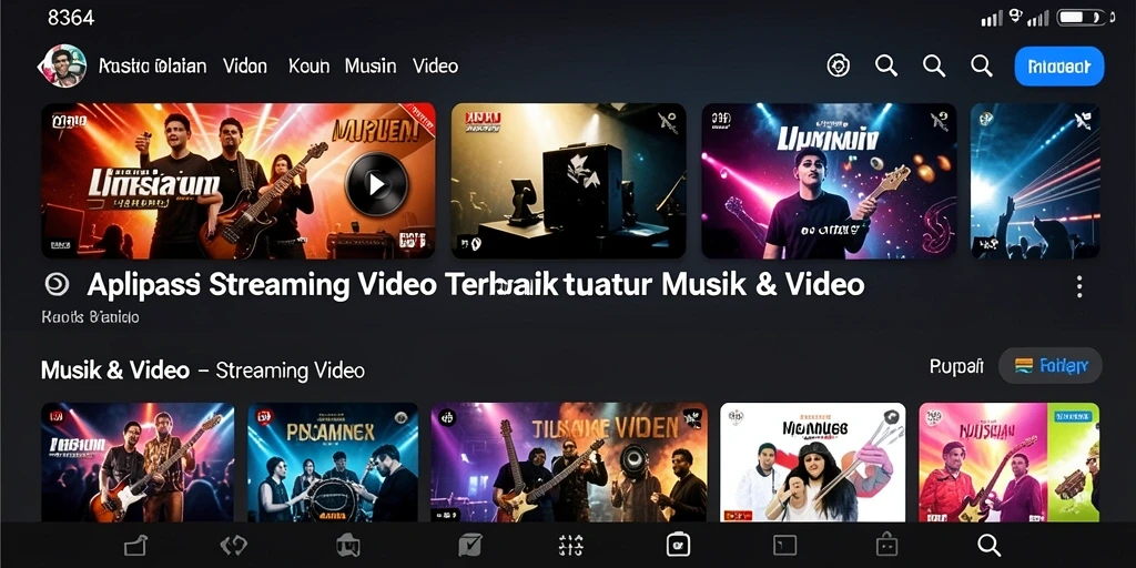 Tampilan antarmuka utama aplikasi 8364 untuk Streaming Video.
