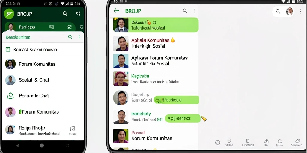 Tampilan antarmuka aplikasi Forum Komunitas BROJP yang menarik.