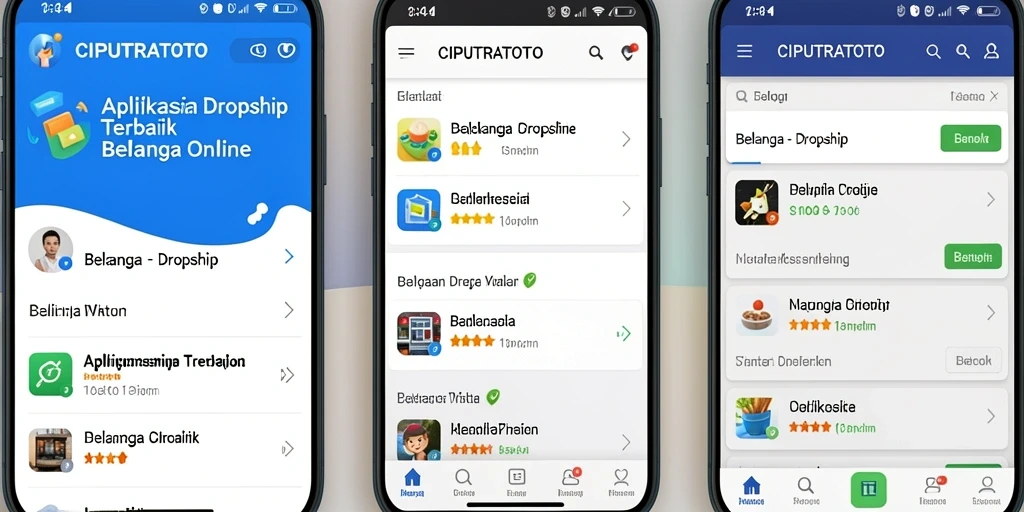 Antarmuka aplikasi CIPUTRATOTO yang intuitif untuk Dropship.