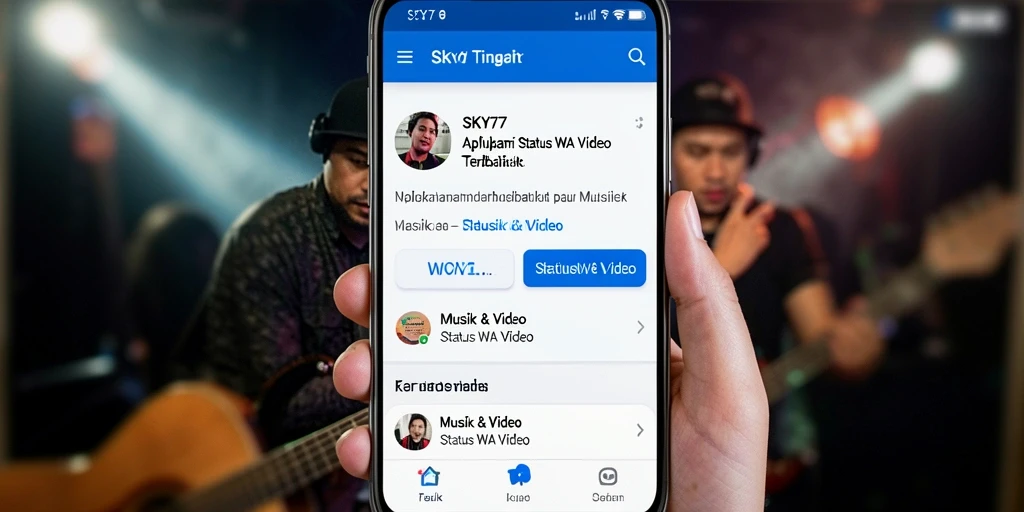 Antarmuka SKY77 menampilkan video berkualitas untuk status WA Anda.