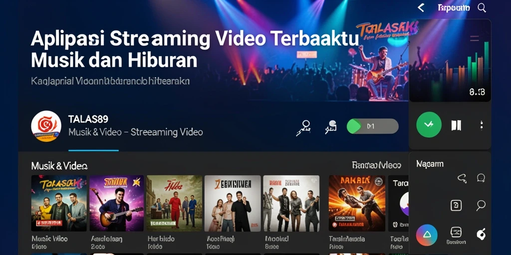 Antarmuka aplikasi TALAS89 yang menarik dan fungsional untuk Streaming Video.