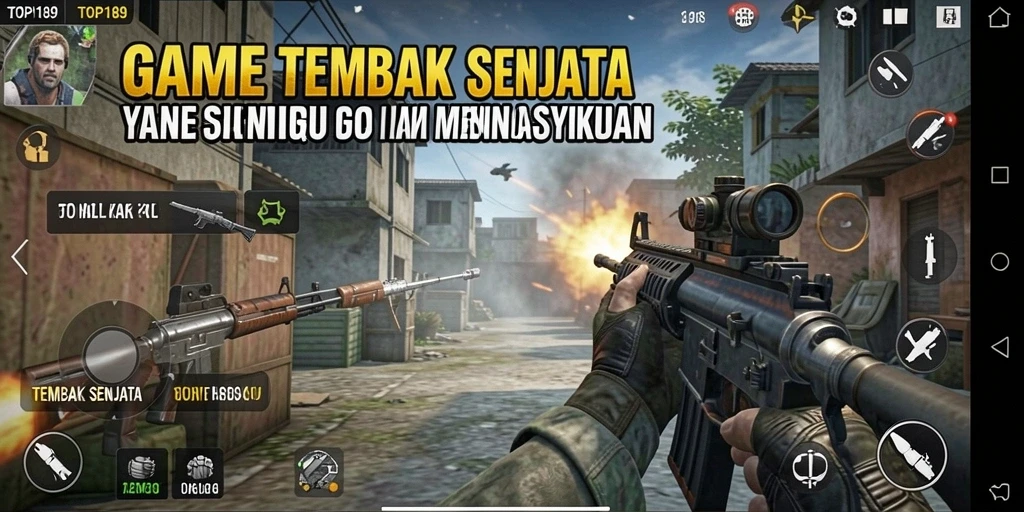 Tampilan antarmuka TOPI189 yang menarik dengan berbagai opsi senjata.