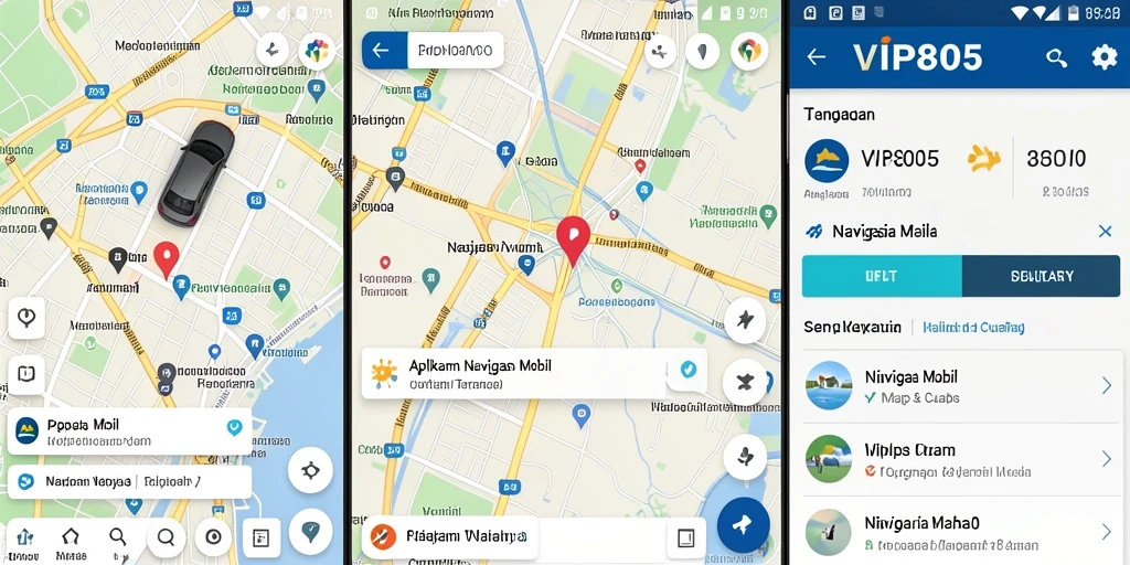 Screenshot antarmuka VIP805 dengan rute navigasi yang jelas dan informatif.