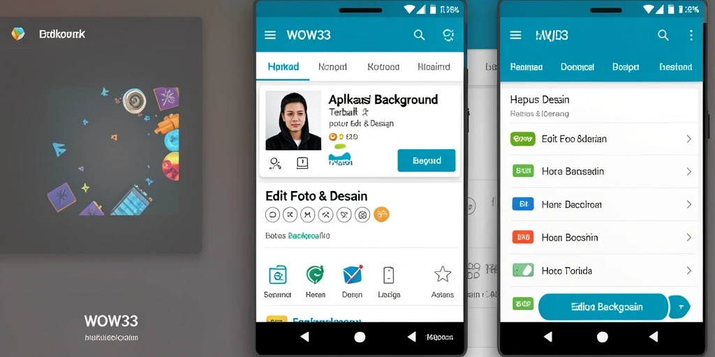 Screenshot aplikasi WOW33 menampilkan antarmuka penghapusan latar belakang yang intuitif.